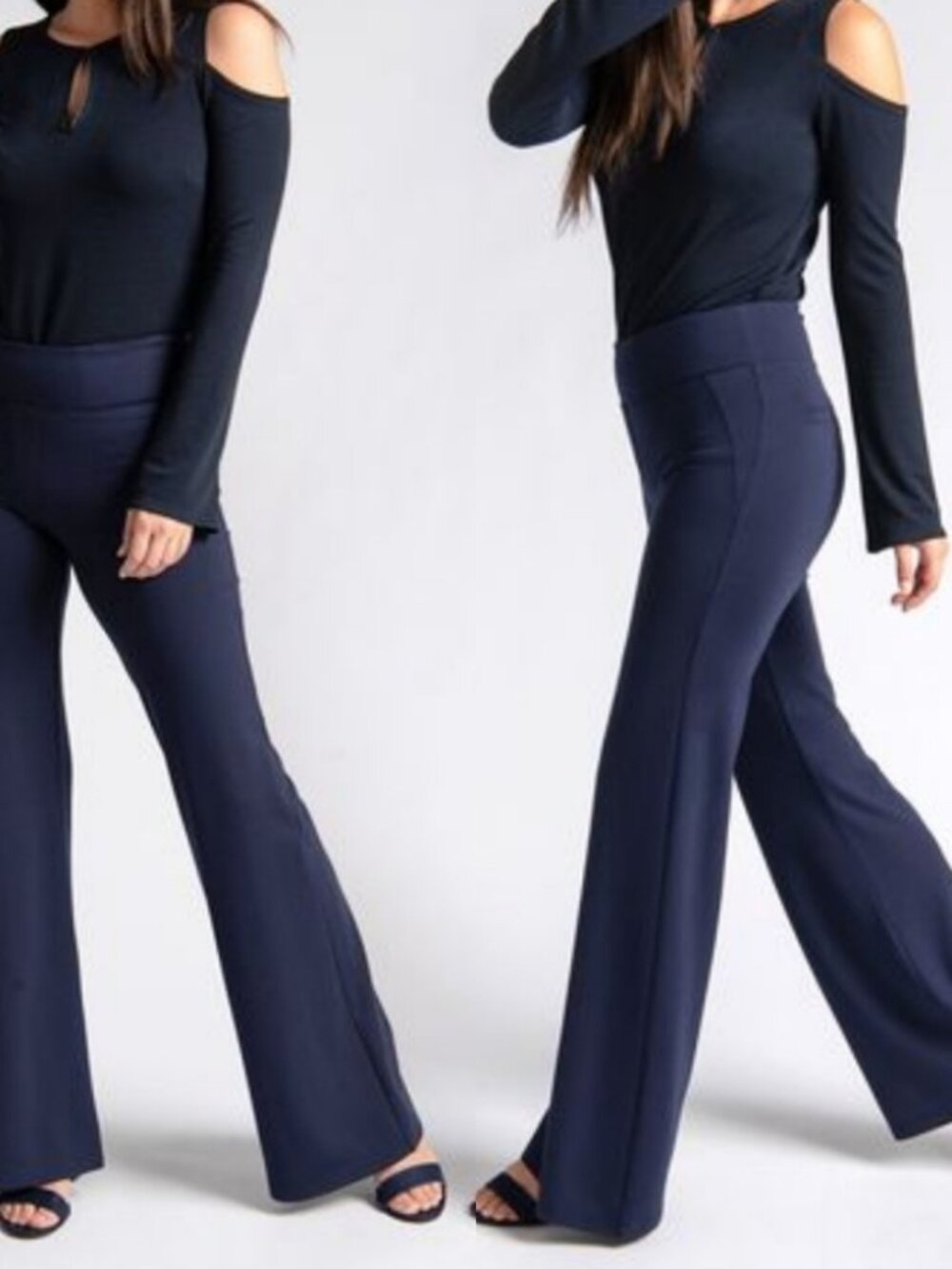 New Betabrand Navy Wide Leg Two Pocket Dress Pant Yoga Pants 1X Petite